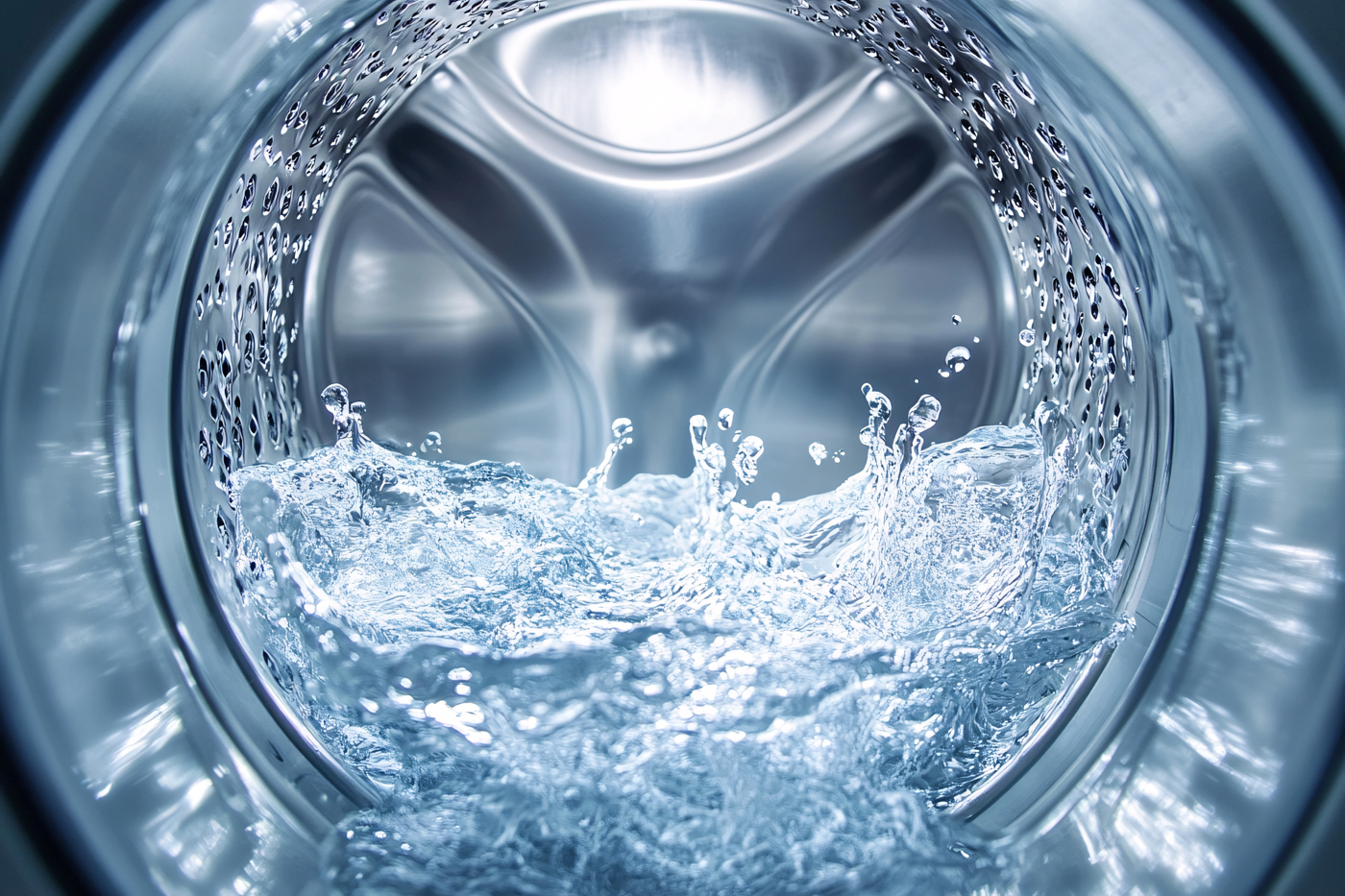Water swirling inside a washing machine drum