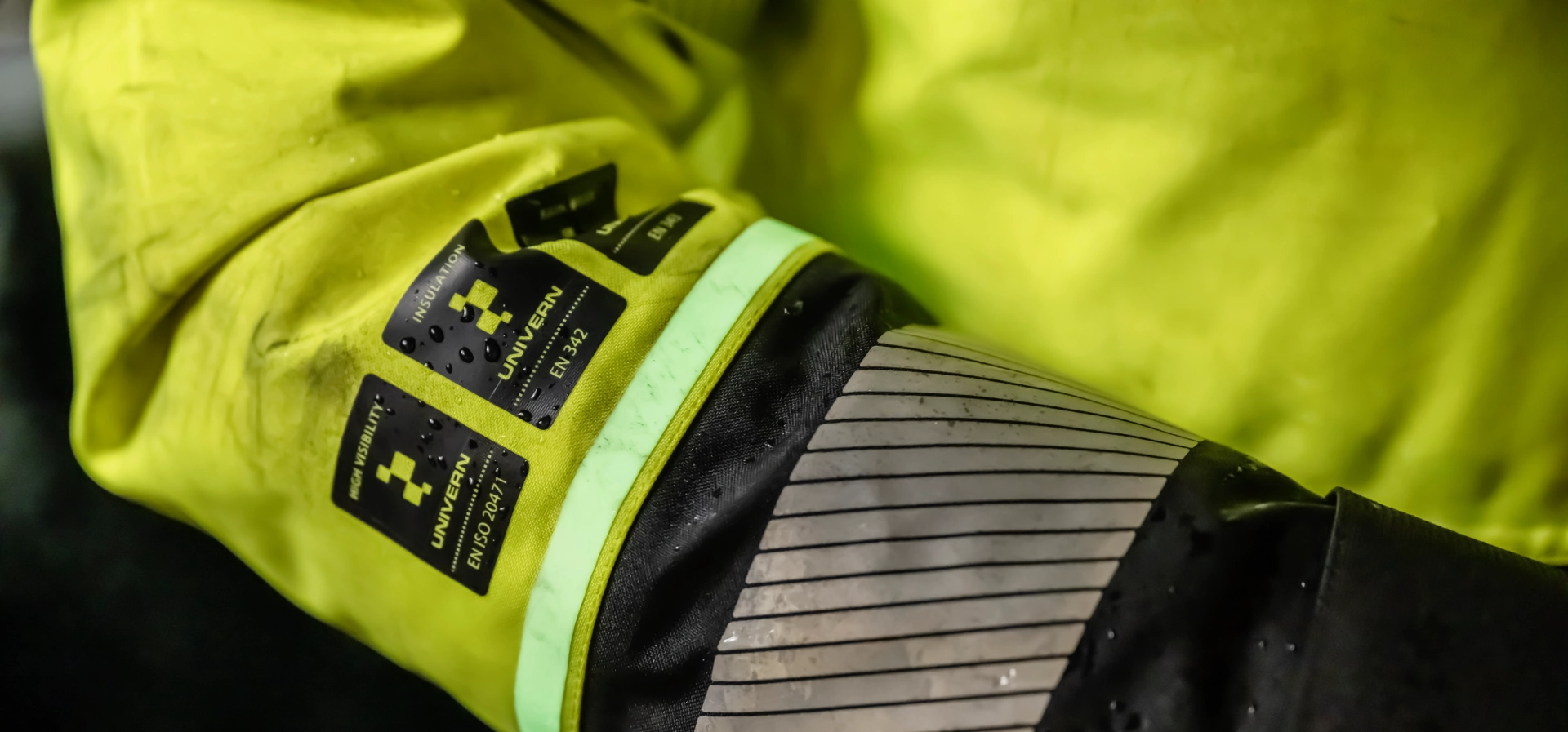 Close-up of a high-visibility workwear sleeve