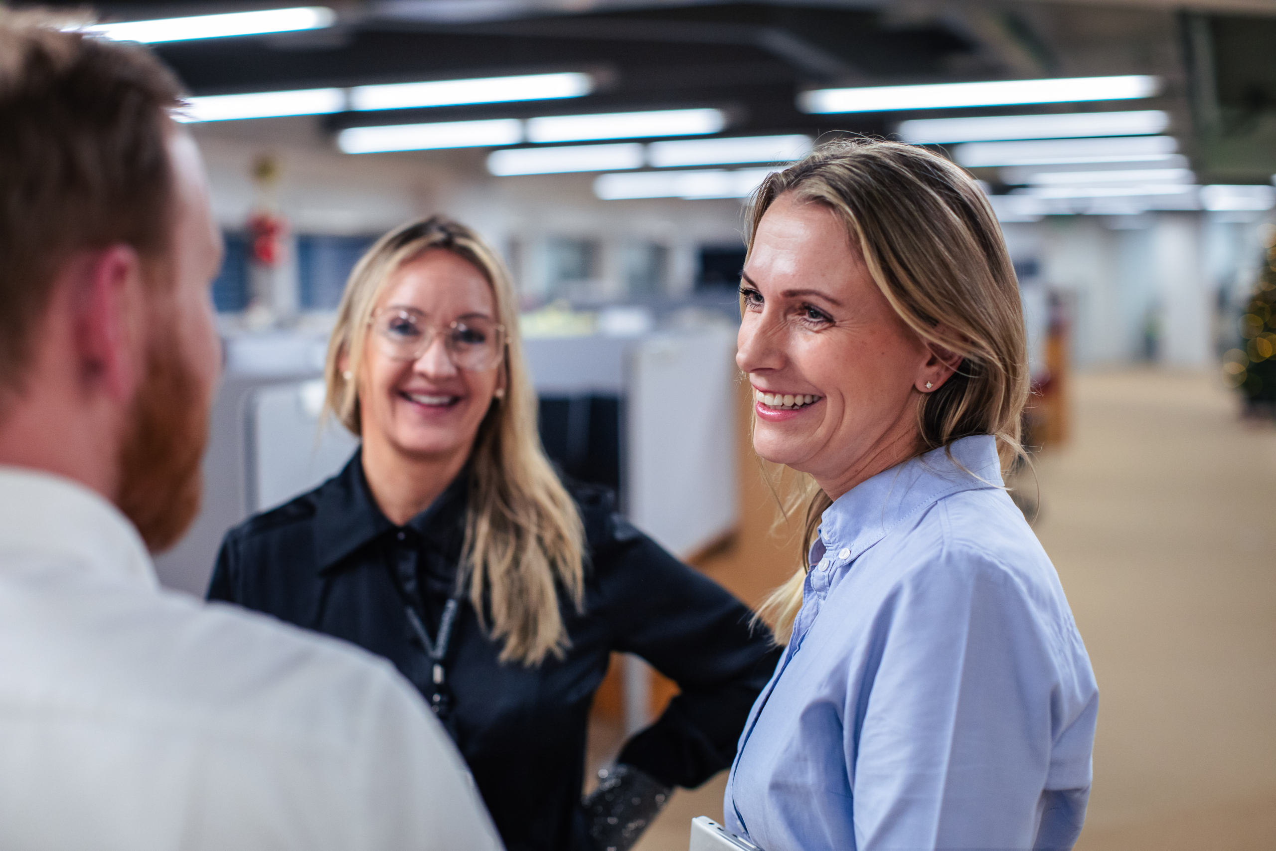 Colleagues talking in an office