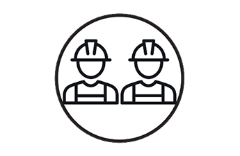 Icon of two workers wearing helmets
